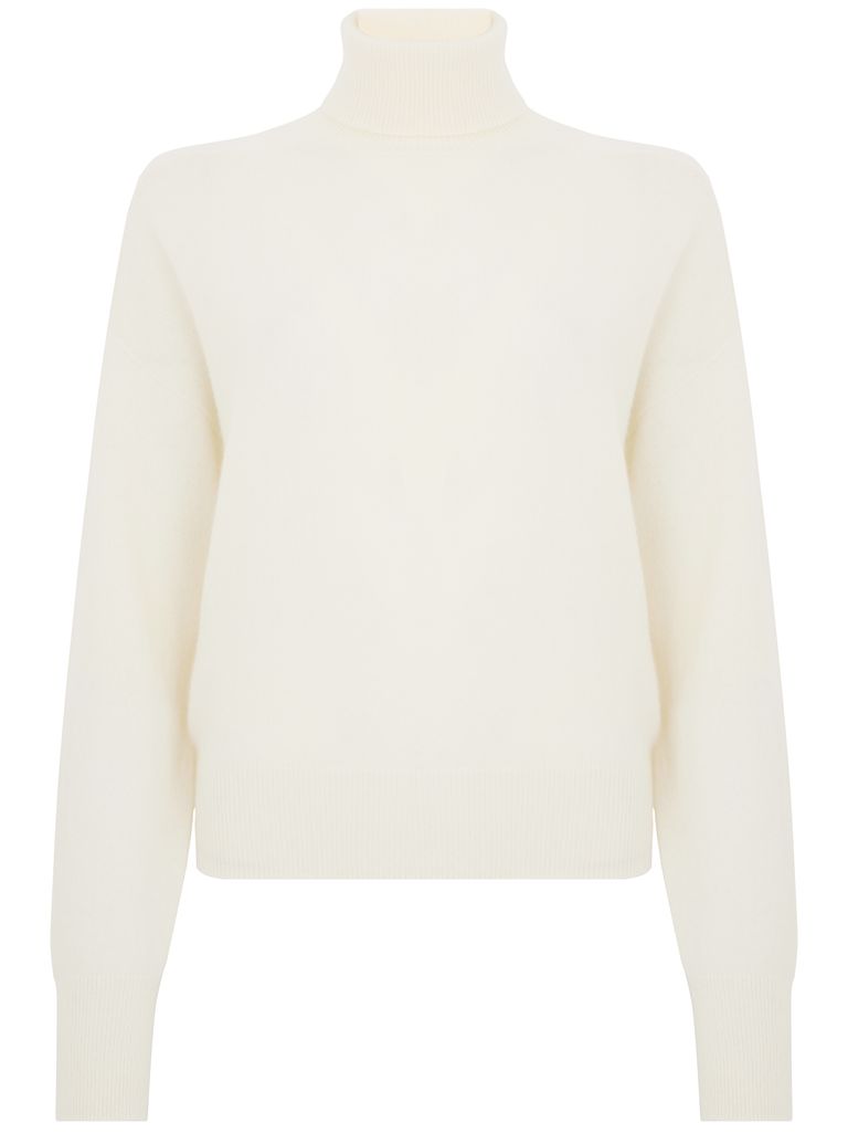 Vanisé Matilde Cashmere Sweater With A High Collar In White