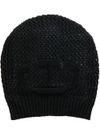 Black knitted wool hat