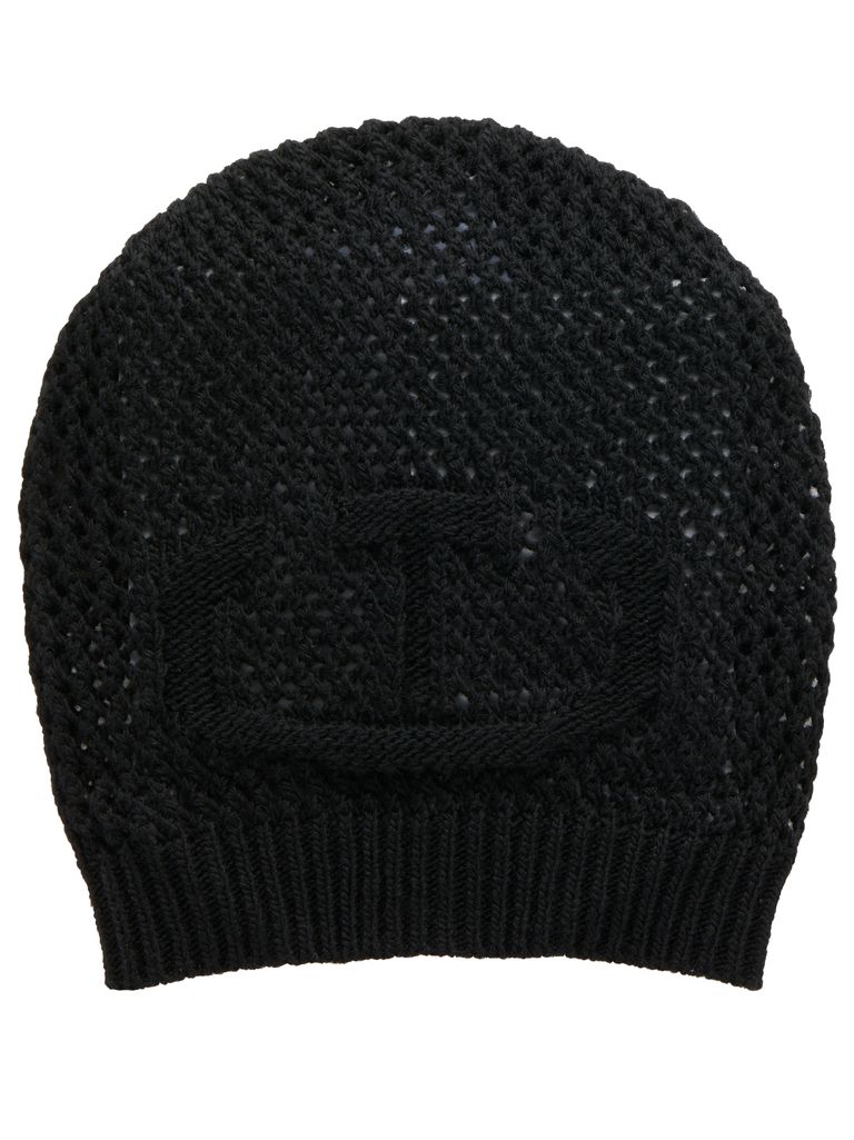 Twinset Black Knitted Wool Hat