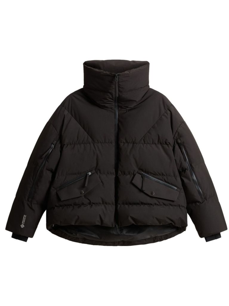 Woolrich Puffy Black Jacket With High Collar In Black