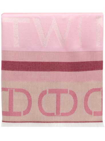 TWINSET - Foulard Rosa multicolor con logo