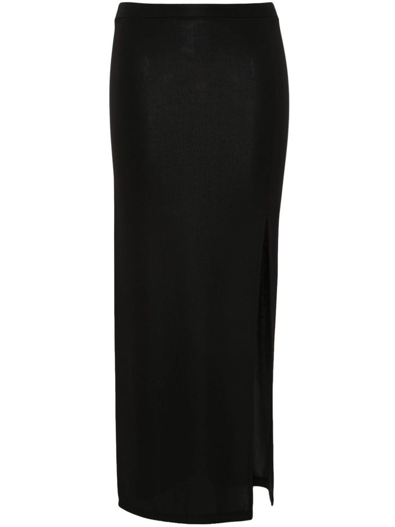 Shop Twinset Moon Skirt With Side Slit In Black