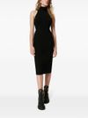 Slim fit black dress with high neck and sleeveless