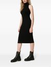 Slim fit black dress with high neck and sleeveless