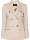 seventy - Blazer doppiopetto in lana beige - 4