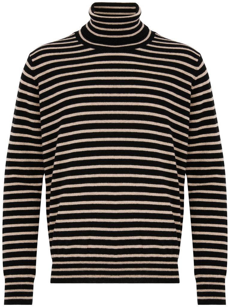 Amaranto Striped Wool Knit In Black