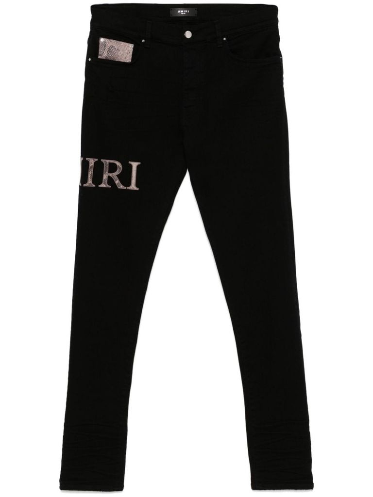 Shop Amiri Snake Skinny Jeans In Black