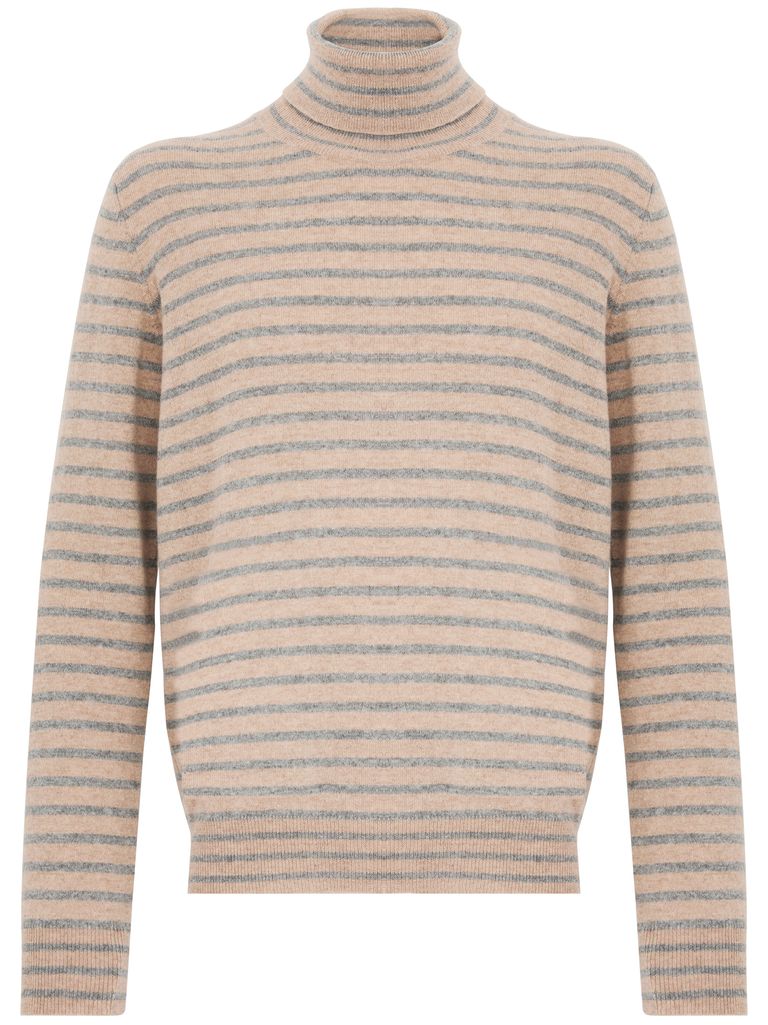 Amaranto Striped Wool Knit In Beige