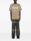 msgm - T-shirt in cotone verde con stampa logo - 4