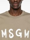 msgm - T-shirt in cotone verde con stampa logo - 5