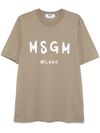 msgm - T-shirt in cotone verde con stampa logo - 6