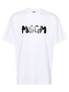 msgm - White cotton T-shirt with logo print - 7