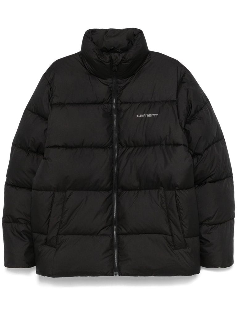 Carhartt Short Quilted Puffer Jacket With Logo In Black