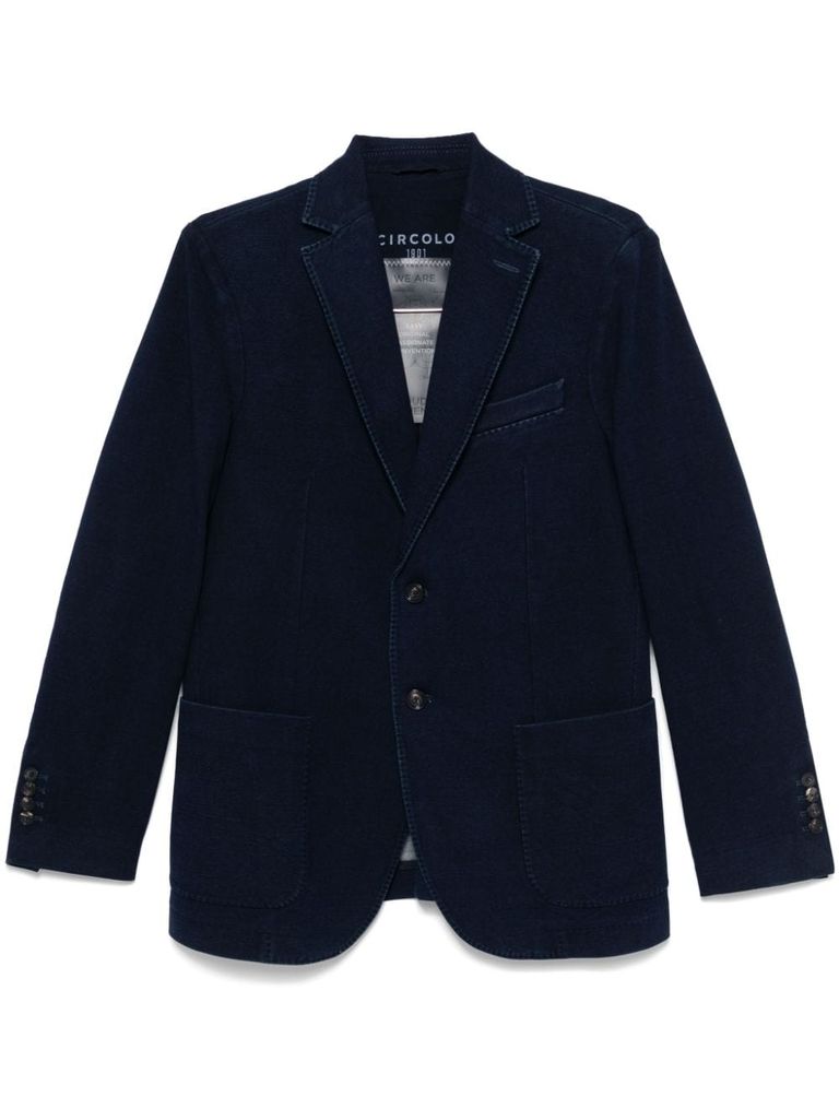 Shop Circolo 1901 Single-breasted Cotton Blazer In Blue