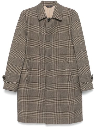 Overcheck plaid cotton coat