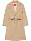 max & co - Cappotto beige in lana con cintura in vita