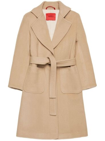 MAX & CO - Cappotto beige in lana con cintura in vita