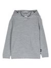 Logo tag grey wool hoodie