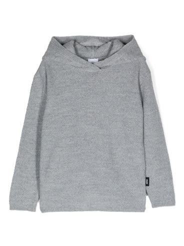 Logo tag grey wool hoodie