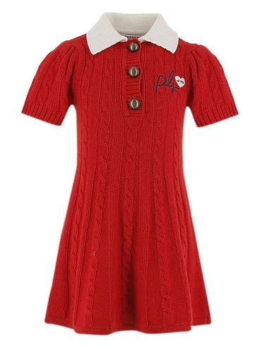 PHILOSOPHY DI LORENZO SERAFINI - Chest embroidered logo red knitted dress