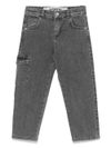 Jeans in cotone grigio con tasca cargo laterale