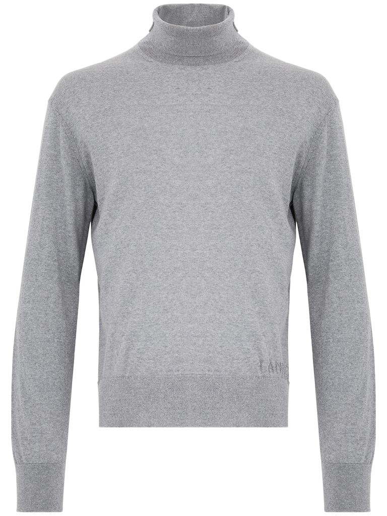 Shop Laneus Grey High-neck Wool Sweater