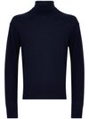 Blue high-neck wool sweater