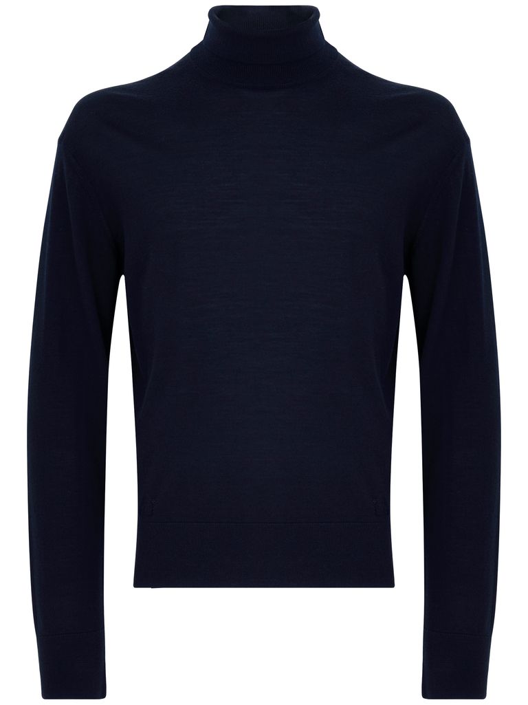 Shop Laneus Blue High-neck Wool Sweater