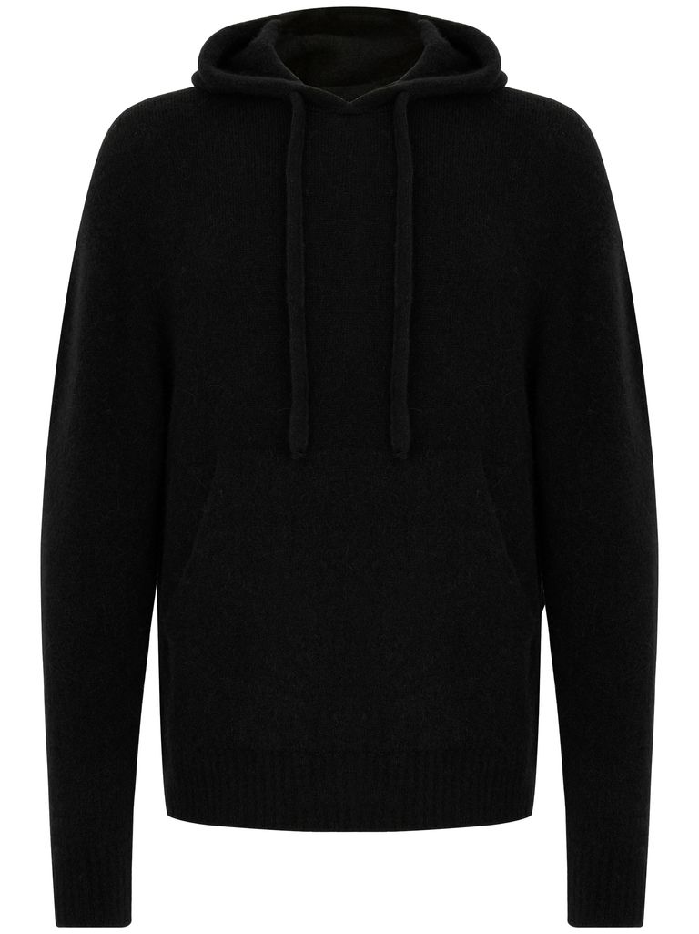 Shop Laneus Black Wool Hoodie