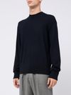 Blue crew neck sweater in wool and cashmere