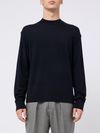 Blue crew neck sweater in wool and cashmere