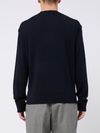 Blue crew neck sweater in wool and cashmere