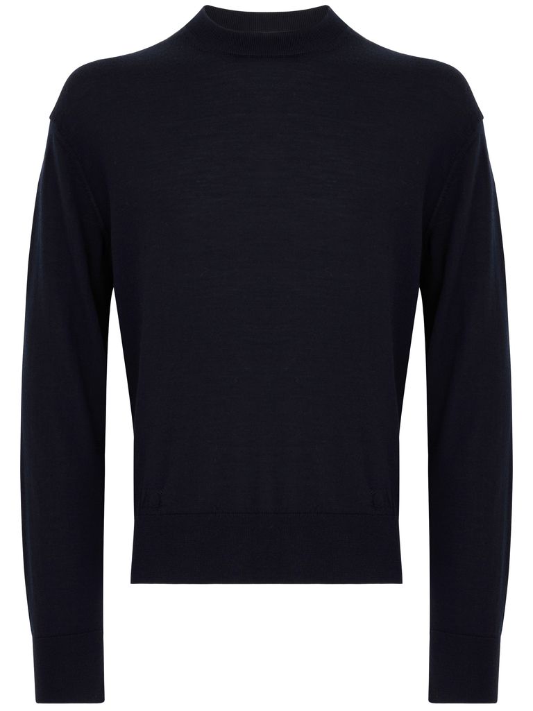 Shop Laneus Blue Crew Neck Sweater In Wool And Cashmere