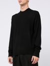 Black crew neck sweater in wool and cashmere