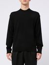 Black crew neck sweater in wool and cashmere