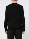 Black crew neck sweater in wool and cashmere