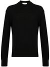 Black crew neck sweater in wool and cashmere