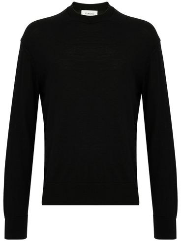 Maglia in lana e cashmere nero girocollo