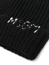 Embroidered logo black wool beanie