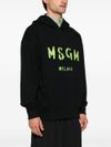 msgm - Felpa in cotone con cappuccio e logo verde - 6