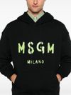 msgm - Felpa in cotone con cappuccio e logo verde - 5