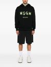 msgm - Felpa in cotone con cappuccio e logo verde - 7