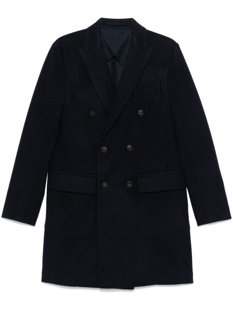 CORNELIANI MIDI DOUBLE-BREASTED WOOL COAT 