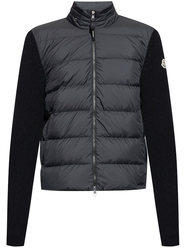 Moncler Padded And Quilted Cardigan In Black