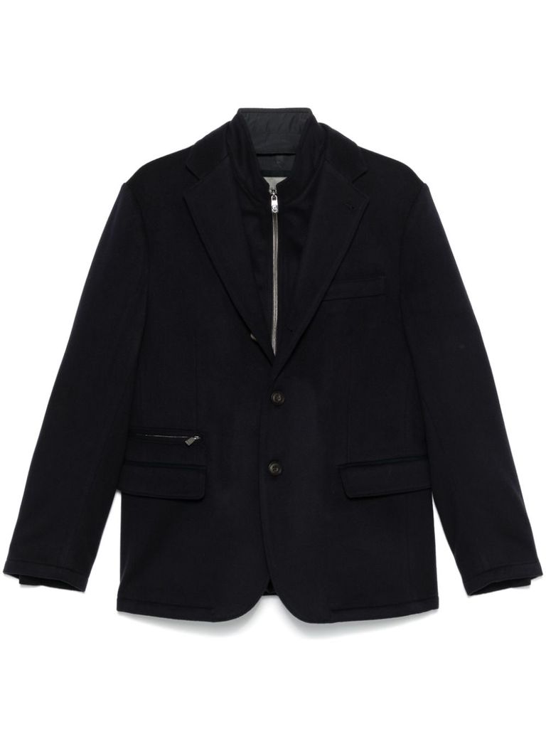 Corneliani Wool Blazer With Padded Lining In Blue