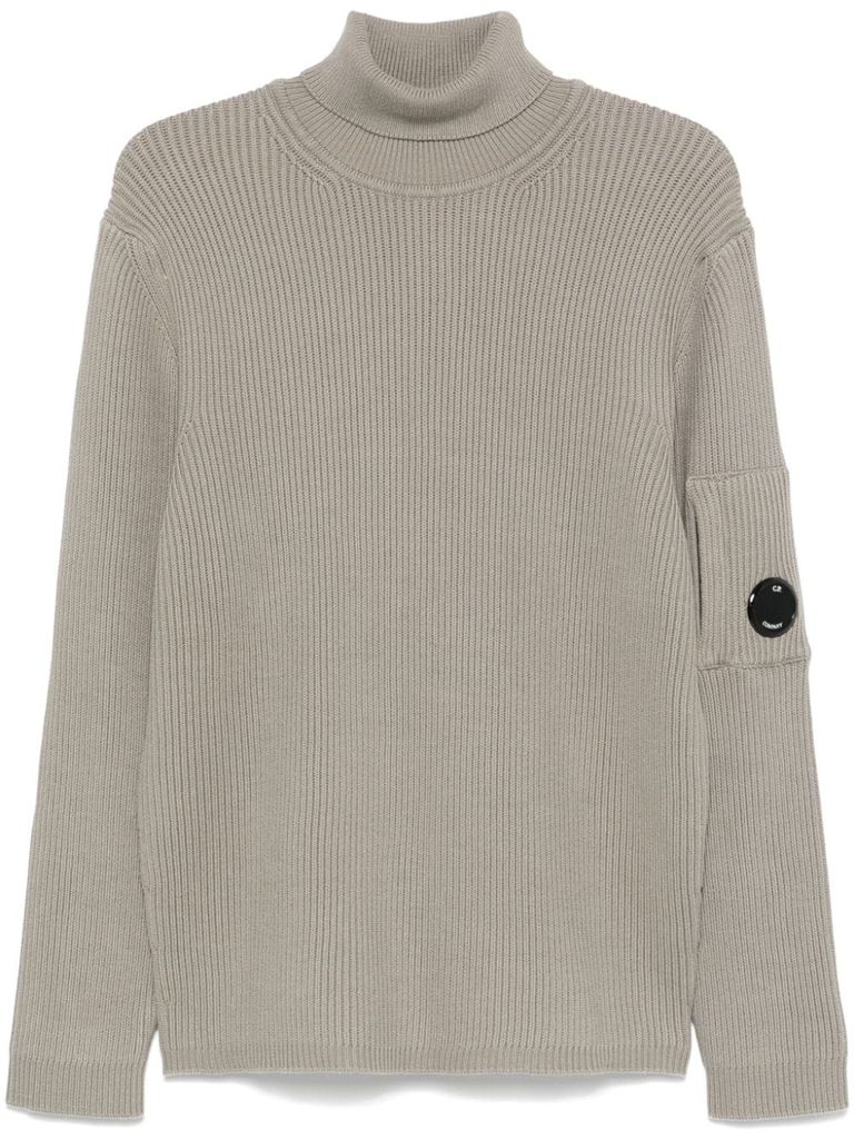 Shop C.p. Company Ribbed Cotton Sweater In Grey