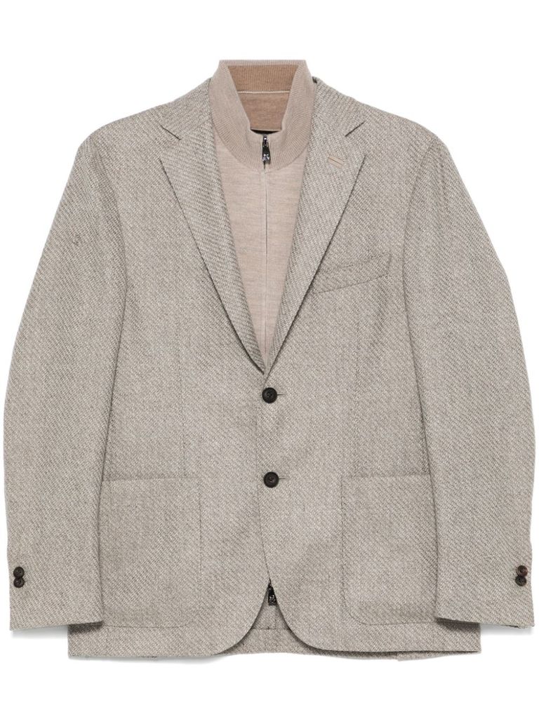 Shop Corneliani Layered Single-breasted Wool Blazer In Grey