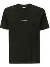 Black cotton T-shirt with logo.