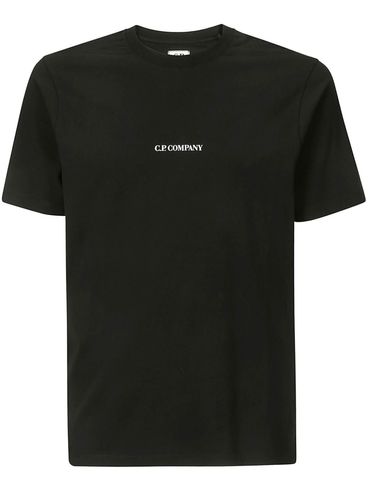 C.P. COMPANY - Black cotton T-shirt with logo.