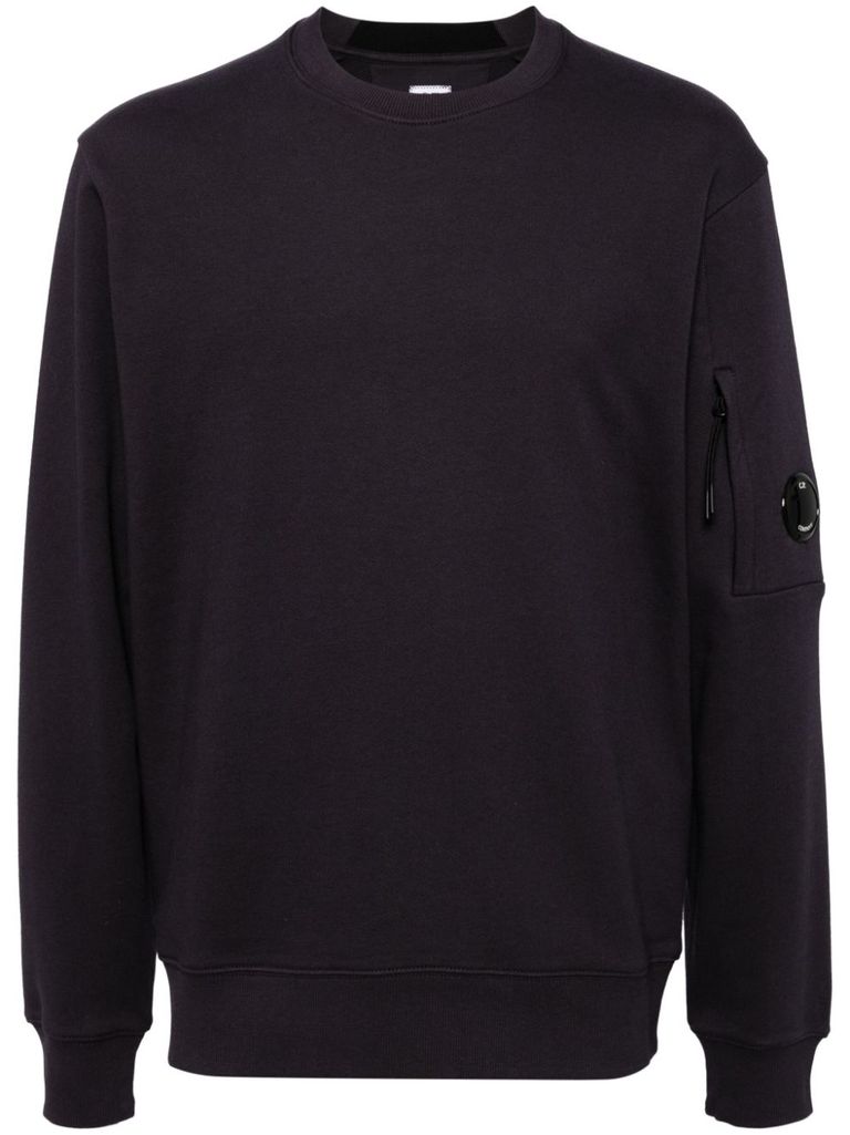 C.p. Company Crewneck Cotton Sweatshirt With Lens In Blue